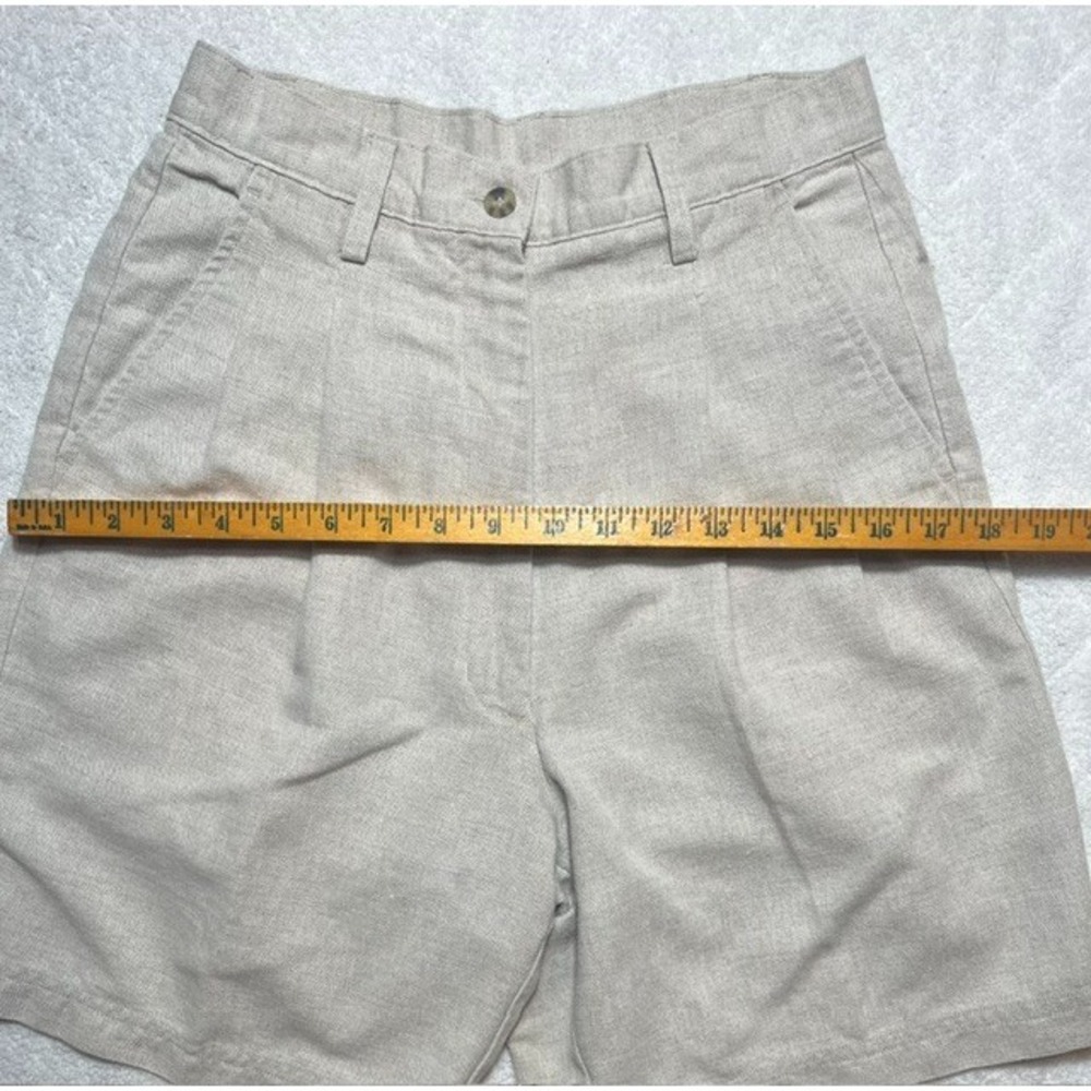 VTG Woolrich Women's Sz 8 Measure 23in Pleated Linen High Rise Shorts Tan- 2176 - Picture 7 of 7